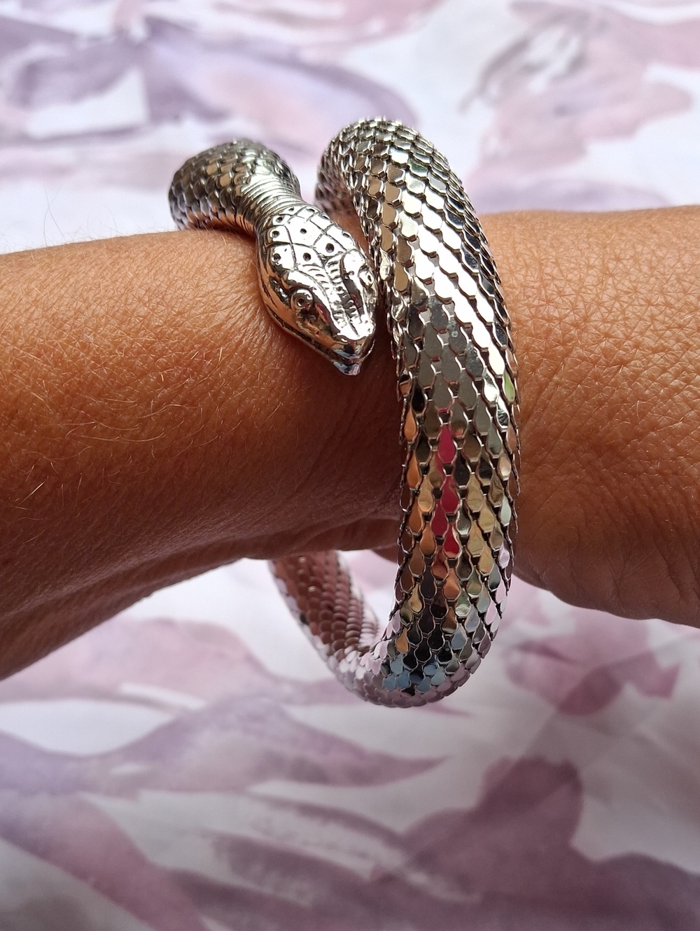 Silver Snake Wrap Bracelet - Silver Reptile Bangle